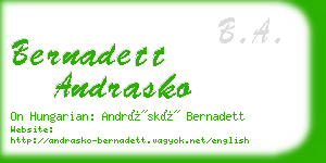 bernadett andrasko business card